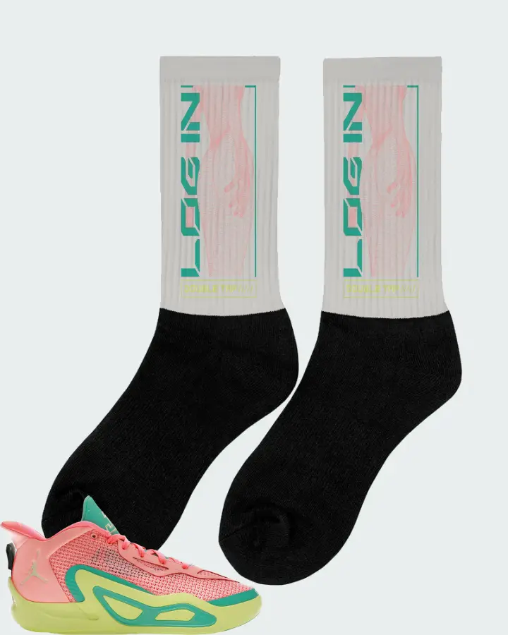 Jordan Tatum 1 Sneaker Matching Grey Socks (LOGIN) - View 3