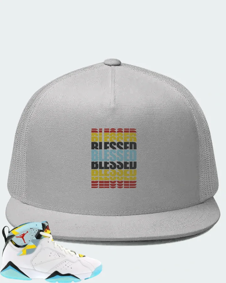 Jordan 7 Retro Sneaker Matching White Hat - BLESSED Many Times