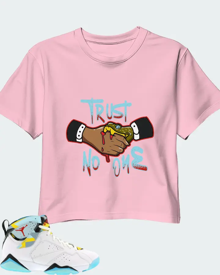 Jordan 7 Retro Sneaker Matching Pink Crop Top - Trust No One