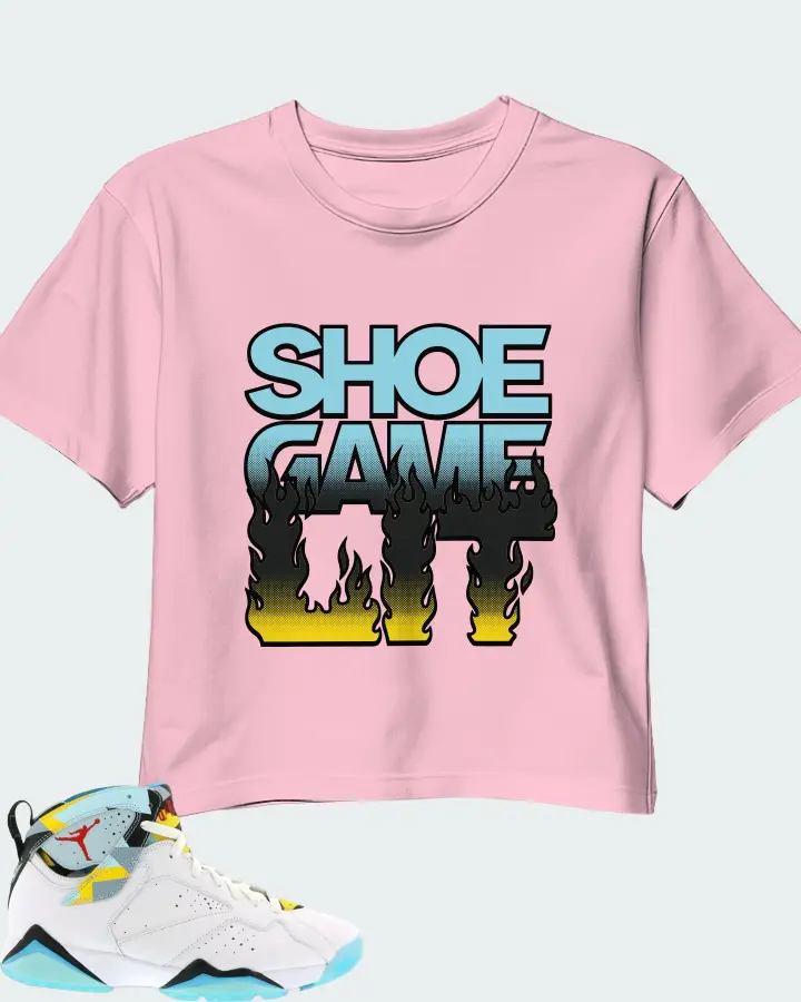 Jordan 7 Retro Sneaker Matching Pink Crop Top - Shoe Game Lit Refreshed