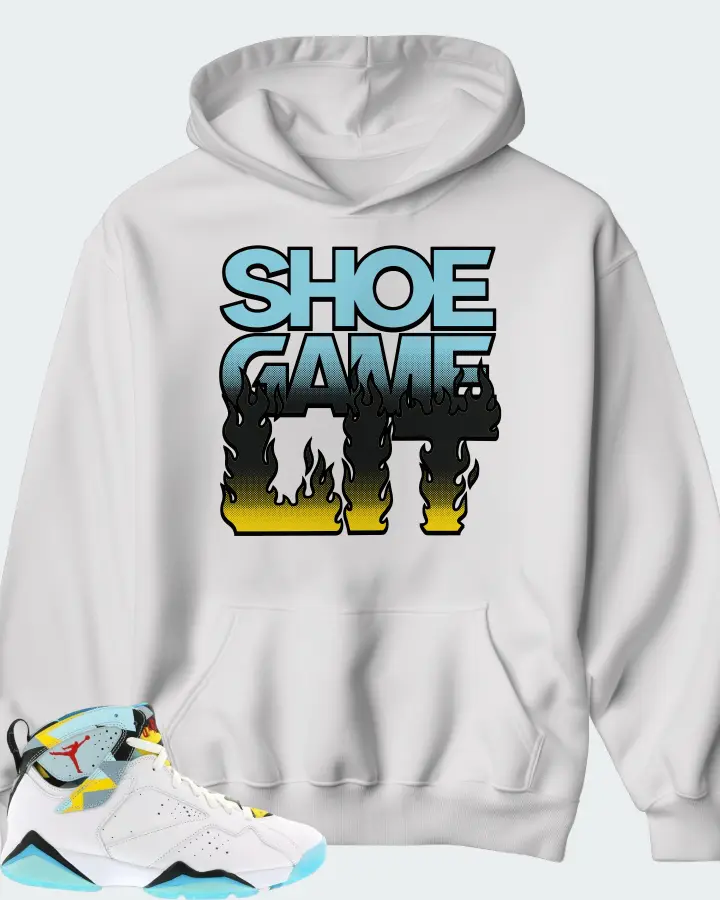 Jordan 7 Retro Sneaker Matching White Kid's Hoodie - Shoe Game Lit Refreshed