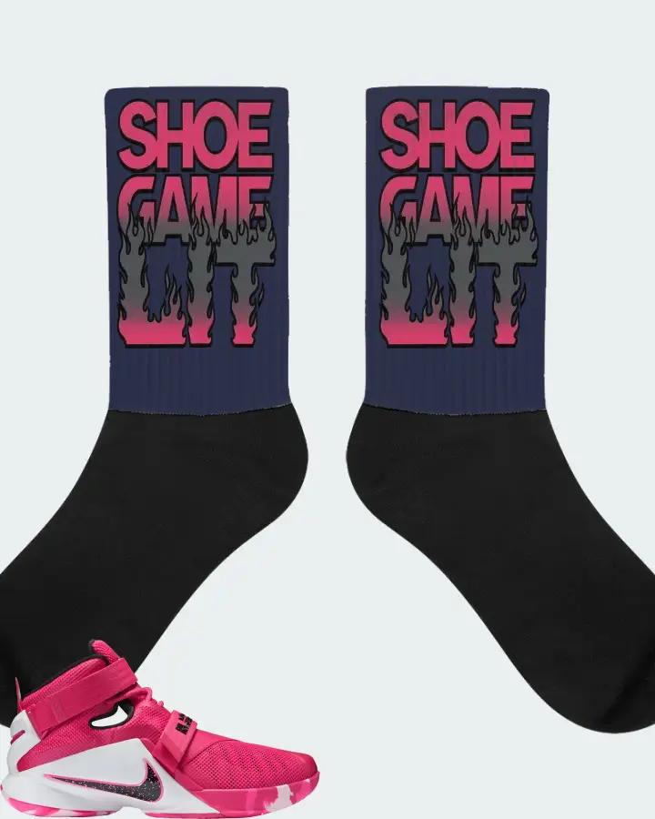 Nike LeBron Zoom Soldier 9 Sneaker Matching Navy Socks - Shoe Game Lit Refreshed