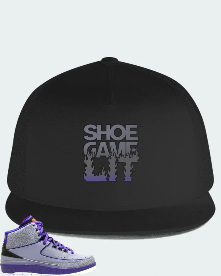 Air Jordan 2 Retro Iron Purple  Sneaker Matching Black Hat - Shoe Game Lit Refreshed
