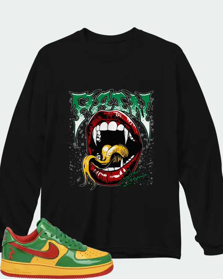 Nike Air Force 1 Low Concrete Boys - Lucky Green Matching Long Sleeve T-Shirt