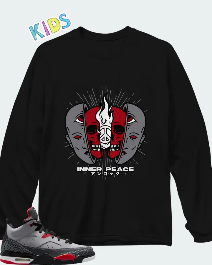Jordan Son of Mars Cement Grey Matching Kid's Long Sleeve T-Shirt