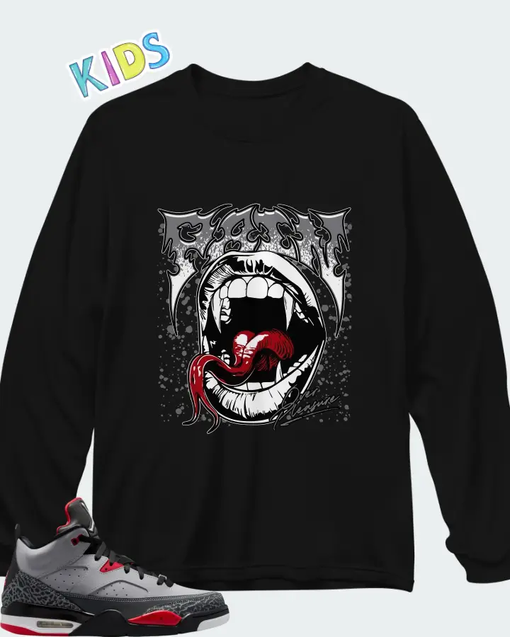Jordan Son of Mars Cement Grey Matching Kid's Long Sleeve T-Shirt
