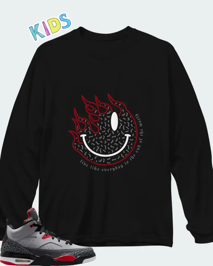 Jordan Son of Mars Cement Grey Matching Kid's Long Sleeve T-Shirt