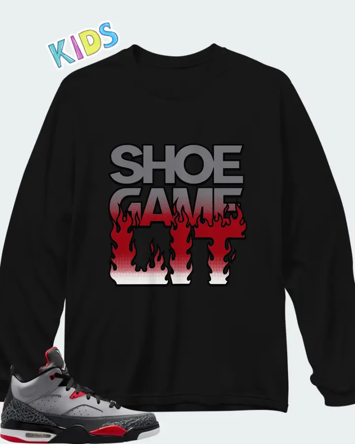 Jordan Son of Mars Cement Grey Matching Kid's Long Sleeve T-Shirt
