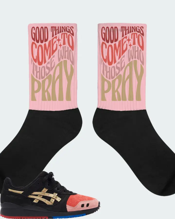 ASICS Gel-Lyte III Sneaker Matching Pink Socks - Good Things Come To Those Who Pray