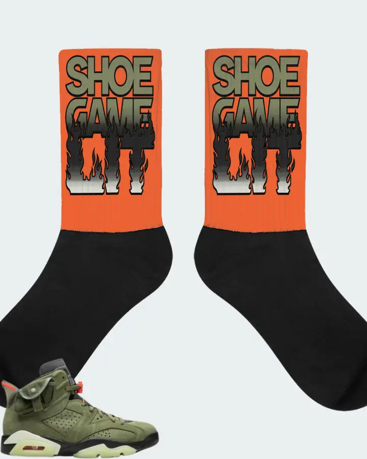 Jordan 6 Retro Sneaker Matching Orange Socks - Shoe Game Lit Refreshed