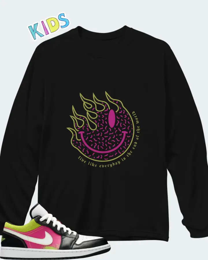 Air Jordan 1 Low Spray Paint Matching Kid's Long Sleeve T-Shirt