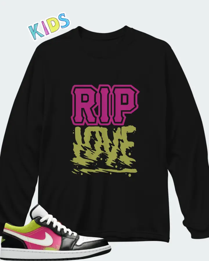 Air Jordan 1 Low Spray Paint Matching Kid's Long Sleeve T-Shirt