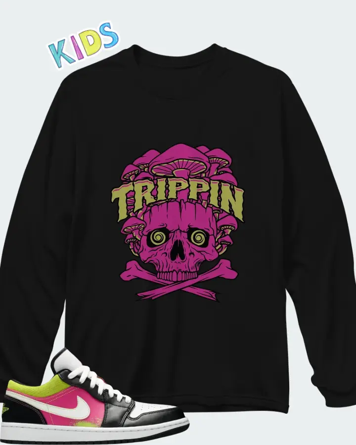 Air Jordan 1 Low Spray Paint Matching Kid's Long Sleeve T-Shirt