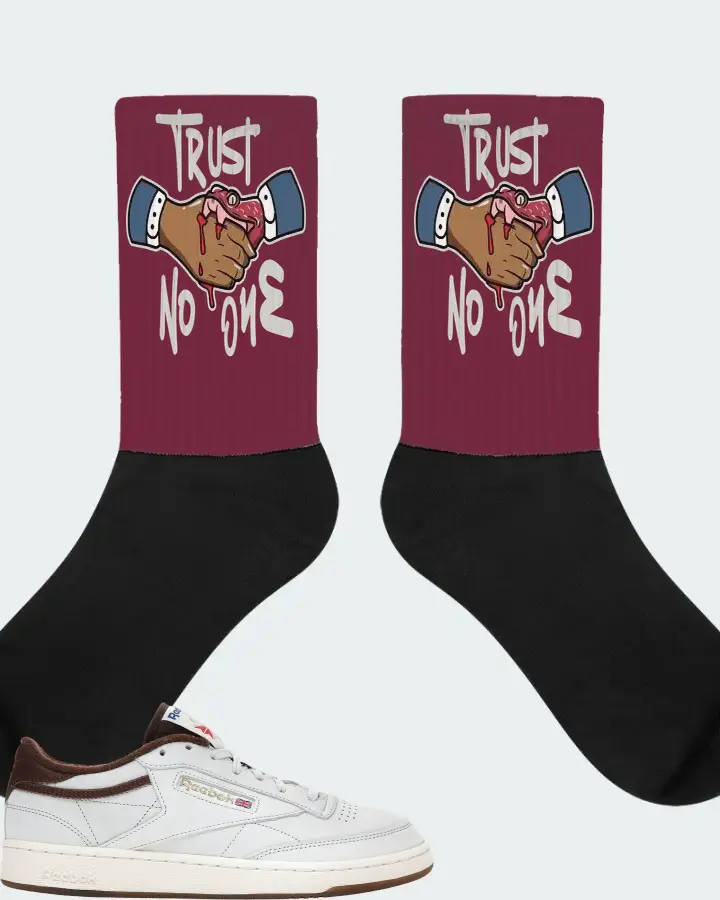 Reebok Club C 85 Sneaker Matching Maroon Socks - Trust No One