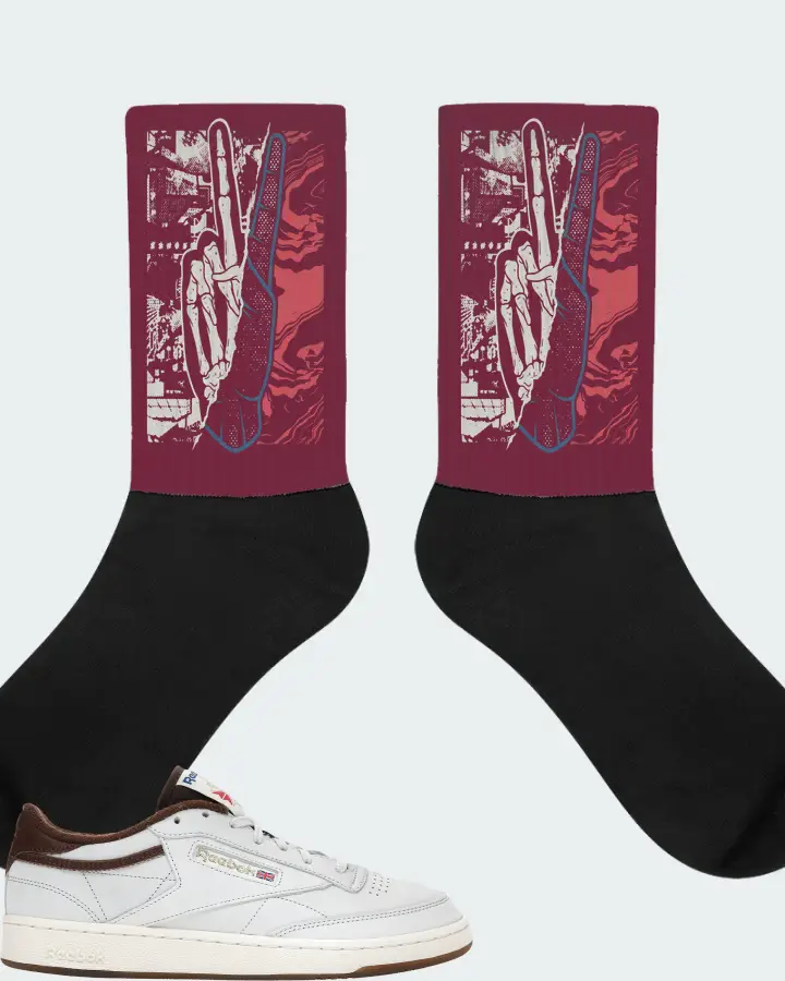Reebok Club C 85 Sneaker Matching Maroon Socks - Peace of mind