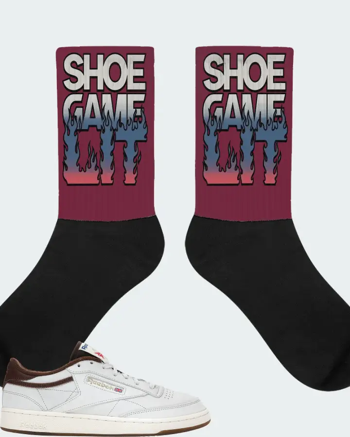 Reebok Club C 85 Sneaker Matching Maroon Socks - Shoe Game Lit Refreshed