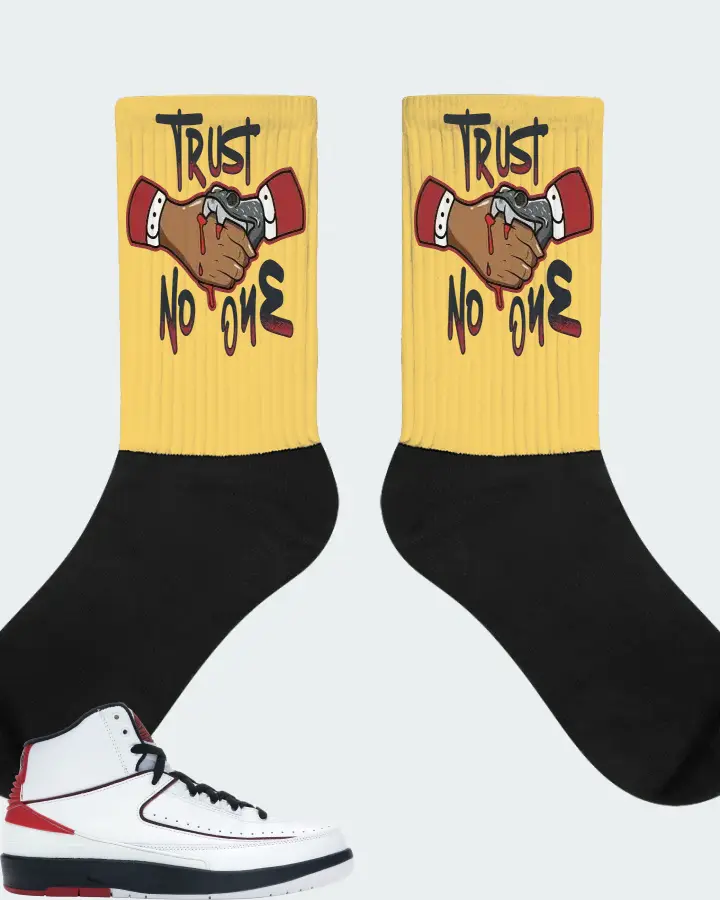 Jordan 2 Retro Sneaker Matching Yellow Socks - Trust No One