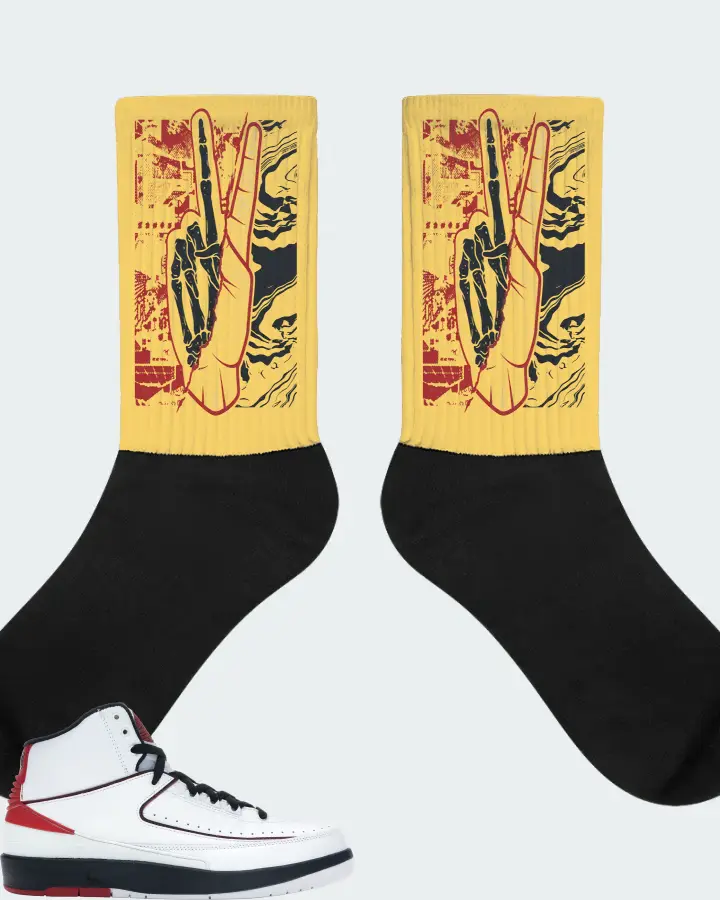 Jordan 2 Retro Sneaker Matching Yellow Socks - Peace of mind