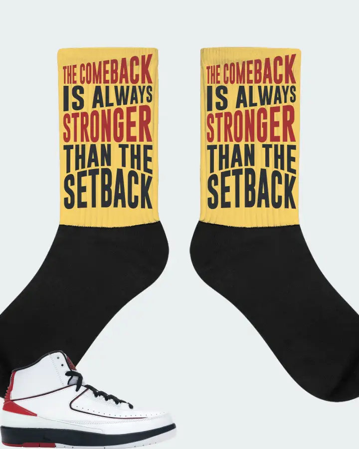 Jordan 2 Retro Sneaker Matching Yellow Socks - The Comeback