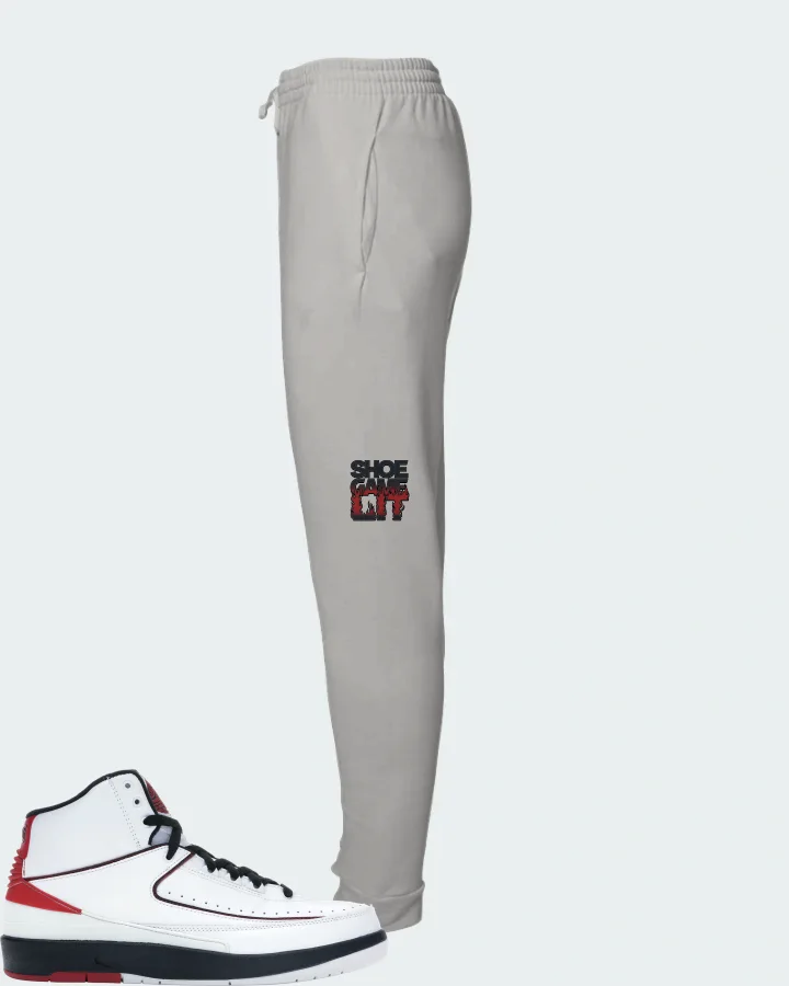 Jordan 2 Retro Sneaker Matching Grey Joggers - Shoe Game Lit Refreshed