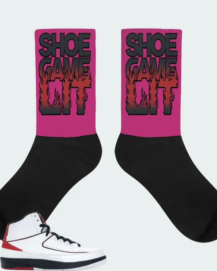 Jordan 2 Retro Sneaker Matching Berry Socks - Shoe Game Lit Refreshed