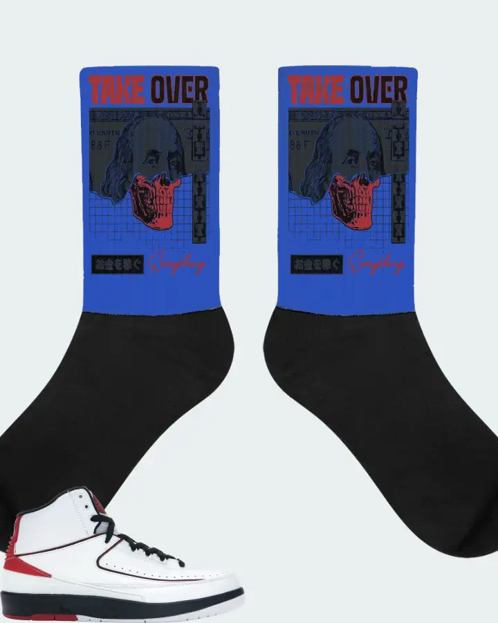 Jordan 2 Retro Sneaker Matching Royal Blue Socks - Take Over