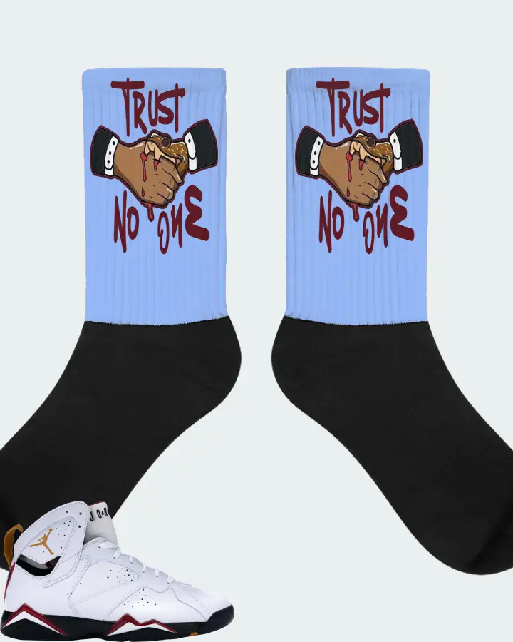 Jordan 7 Retro Sneaker Matching Carolina Blue Socks - Trust No One