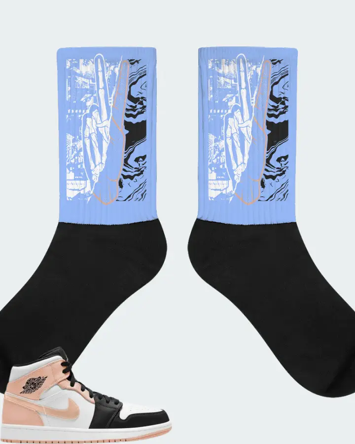 Jordan 1 Mid Sneaker Matching Carolina Blue Socks - Peace of mind