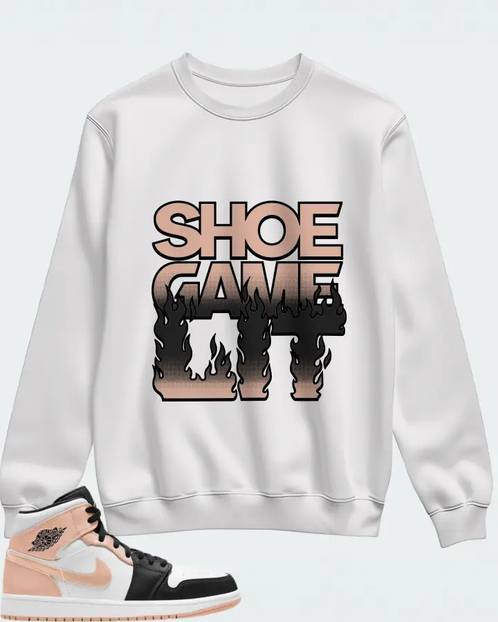 Jordan 1 Mid Sneaker Matching White Sweatshirt - Shoe Game Lit Refreshed
