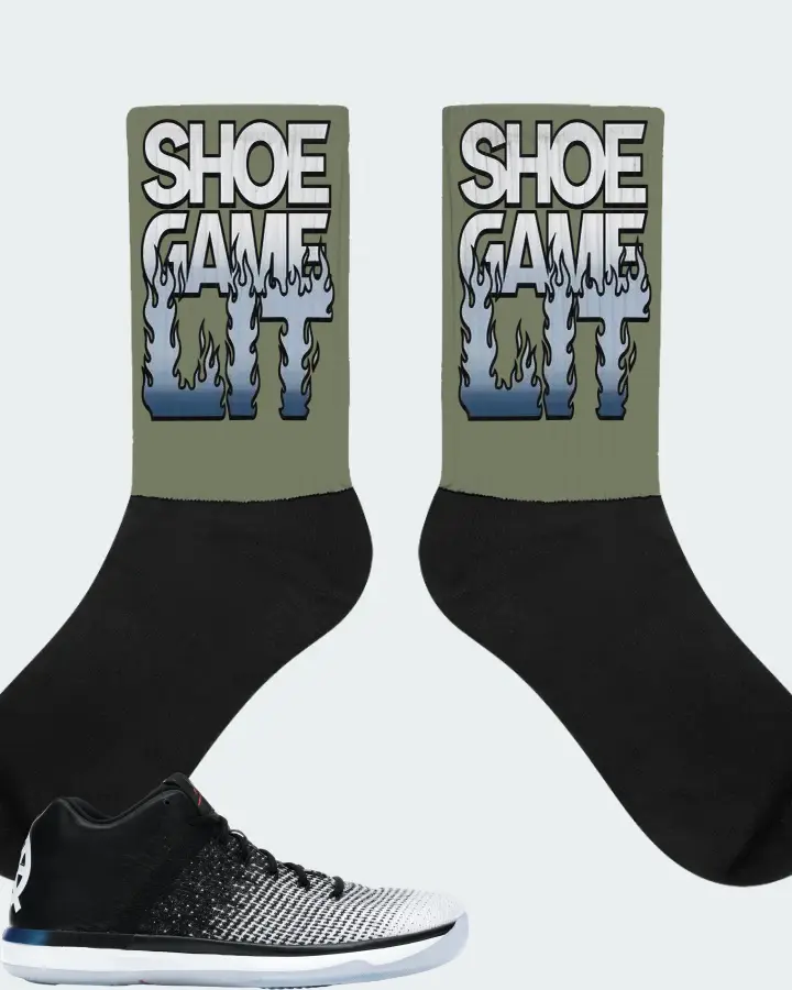 Jordan XXX1 Low Sneaker Matching Olive Socks - Shoe Game Lit Refreshed