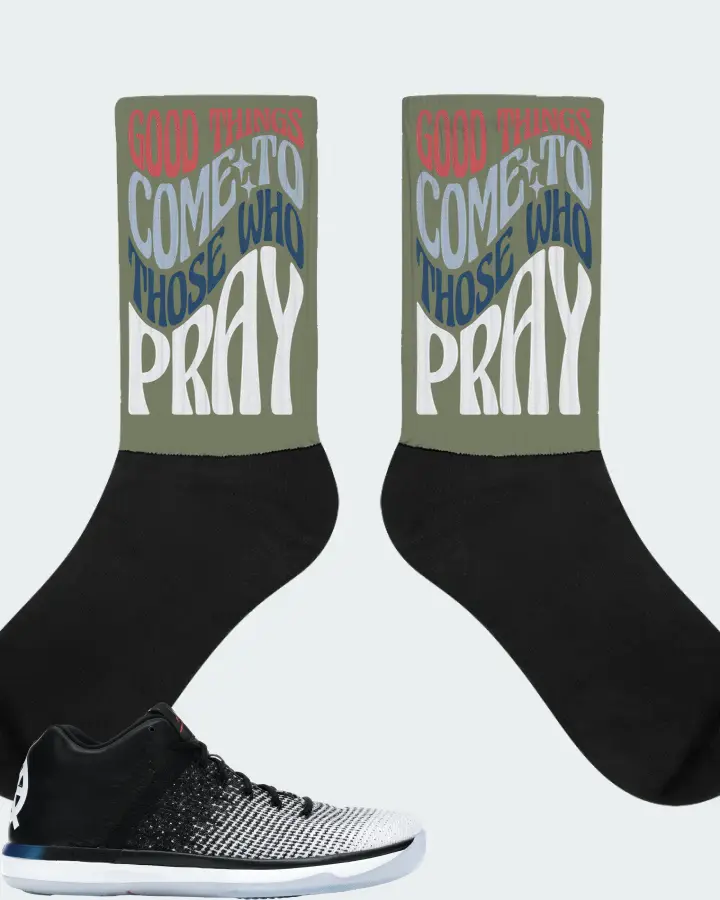 Jordan XXX1 Low Sneaker Matching Olive Socks - Good Things Come To Those Who Pray