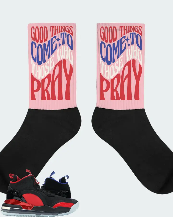 Jordan Aerospace 720 Sneaker Matching Pink Socks - Good Things Come To Those Who Pray