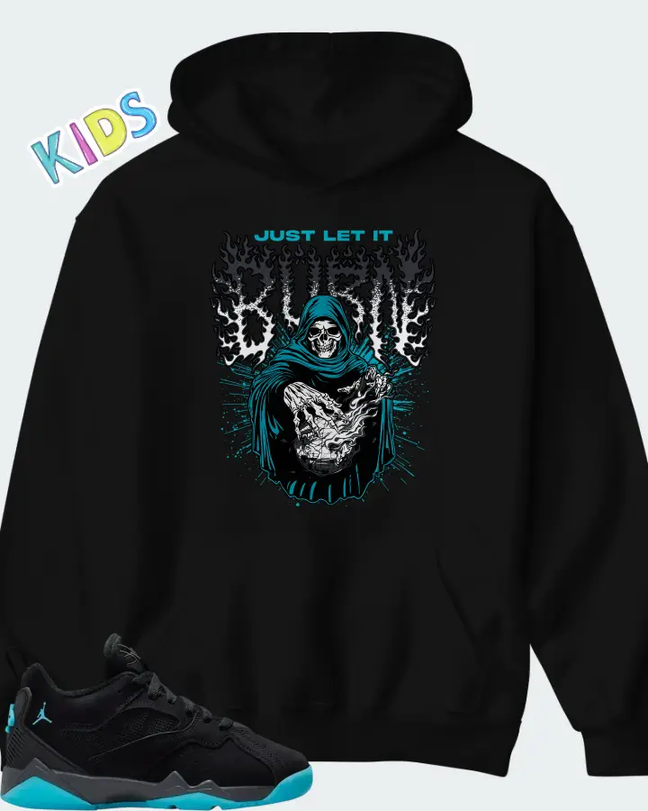 Air Jordan MVP 92 GS Black Anthracite Gamma Blue Matching Kid's Hoodie
