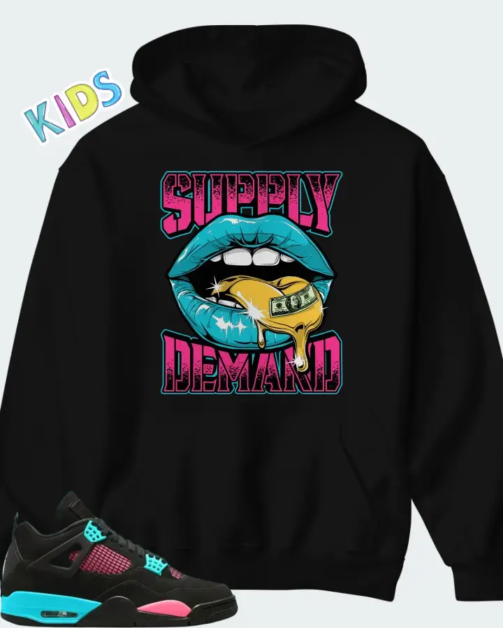 Air Jordan 4 Retro Teal-Pink Matching Kid's Hoodie