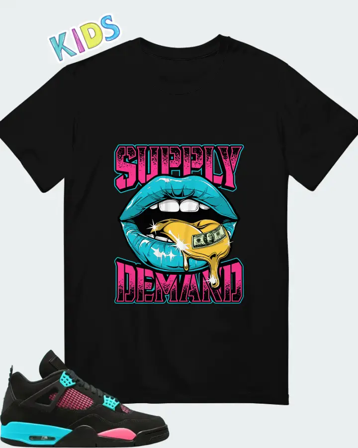Air Jordan 4 Retro Teal-Pink Matching Kid's T-Shirt
