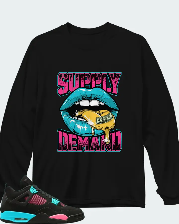 Air Jordan 4 Retro Teal-Pink Matching Long Sleeve T-Shirt
