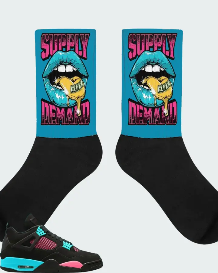 Air Jordan 4 Retro Teal-Pink Matching Socks