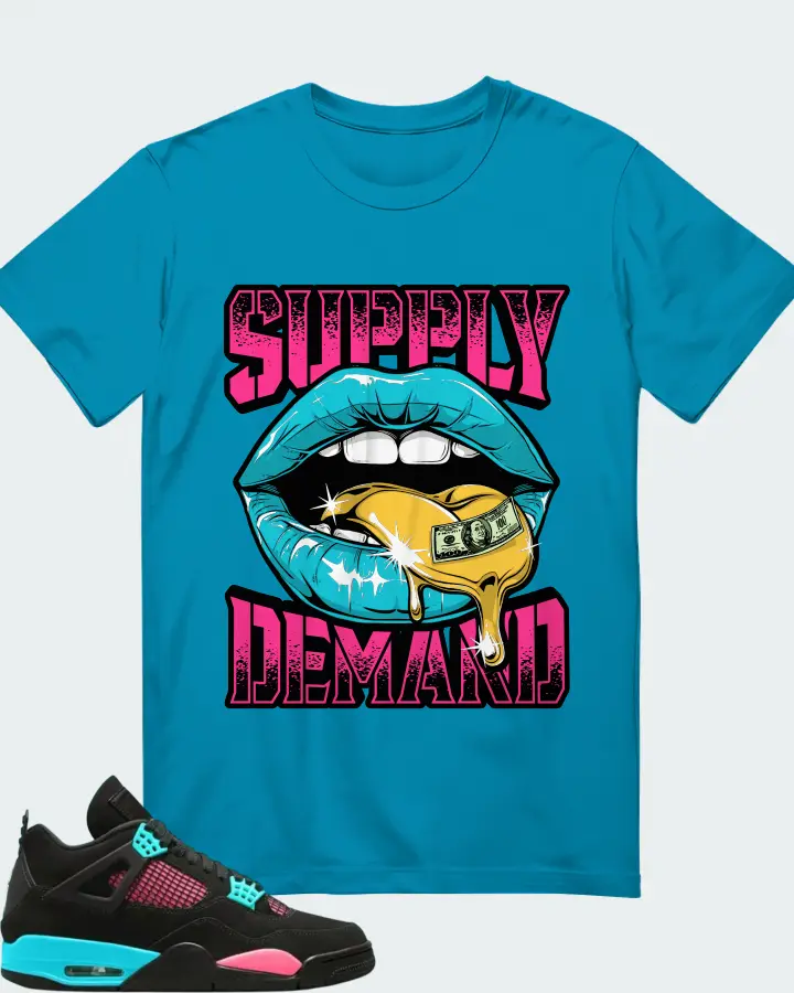 Air Jordan 4 Retro Teal-Pink Matching T-Shirt