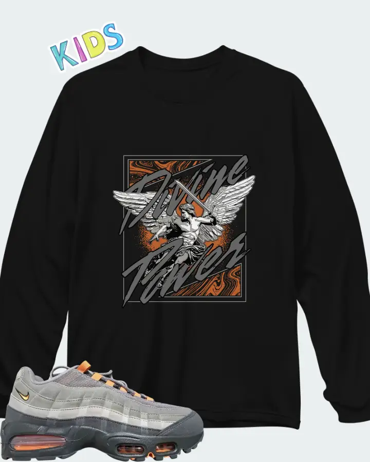 Nike Air Max 95 Big Bubble - Hot Curry Matching Kid's Long Sleeve T-Shirt