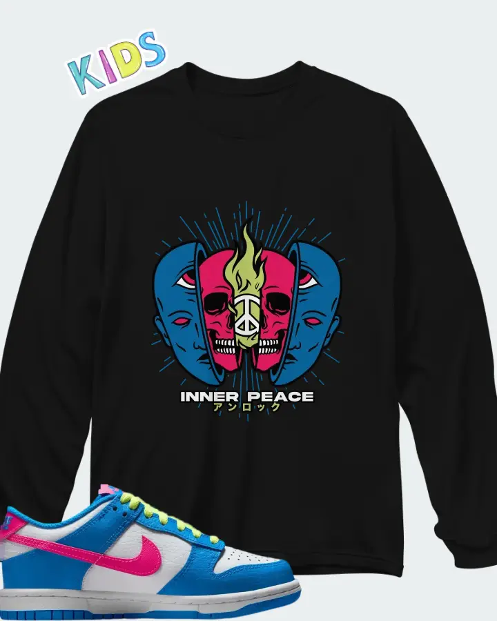 Dunk Low Photo Blue Matching Kid's Long Sleeve T-Shirt