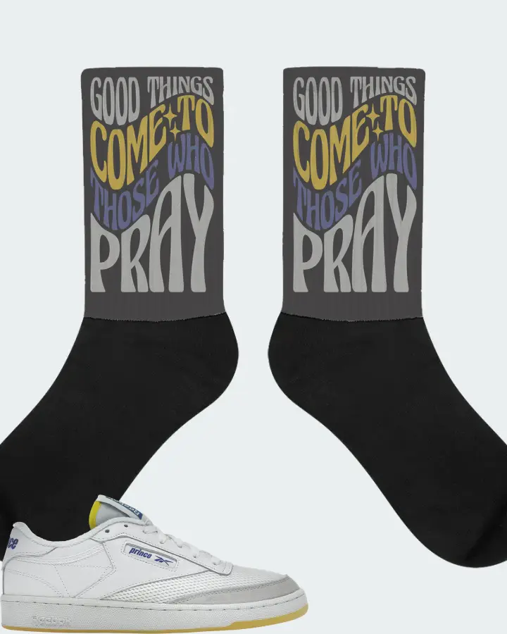 Reebok Club C 85 Sneaker Matching Dark Grey Socks - Good Things Come To Those Who Pray