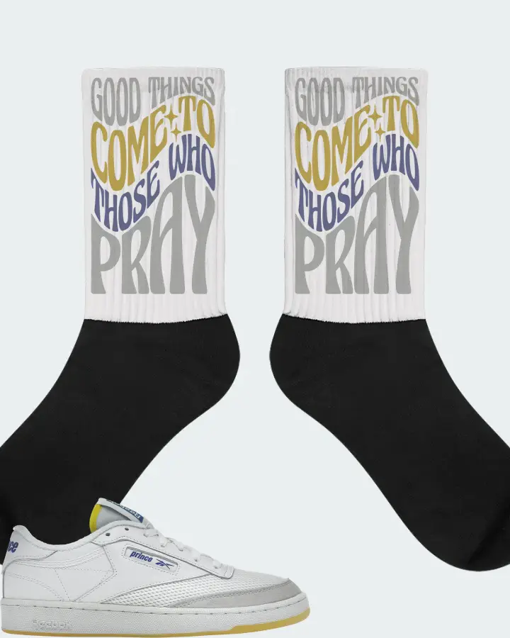 Reebok Club C 85 Sneaker Matching White Socks - Good Things Come To Those Who Pray