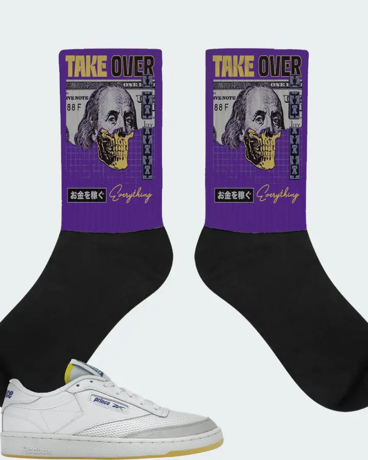 Reebok Club C 85 Sneaker Matching Purple Socks - Take Over