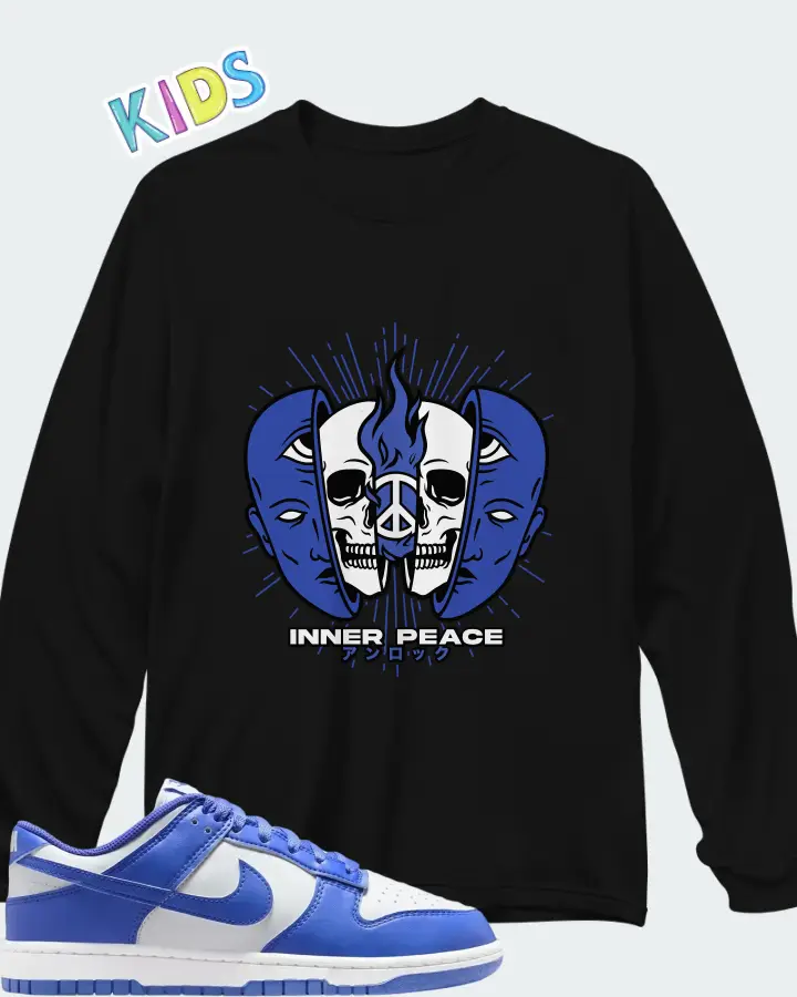 Nike Dunk Low White Sapphire Matching Kid's Long Sleeve T-Shirt