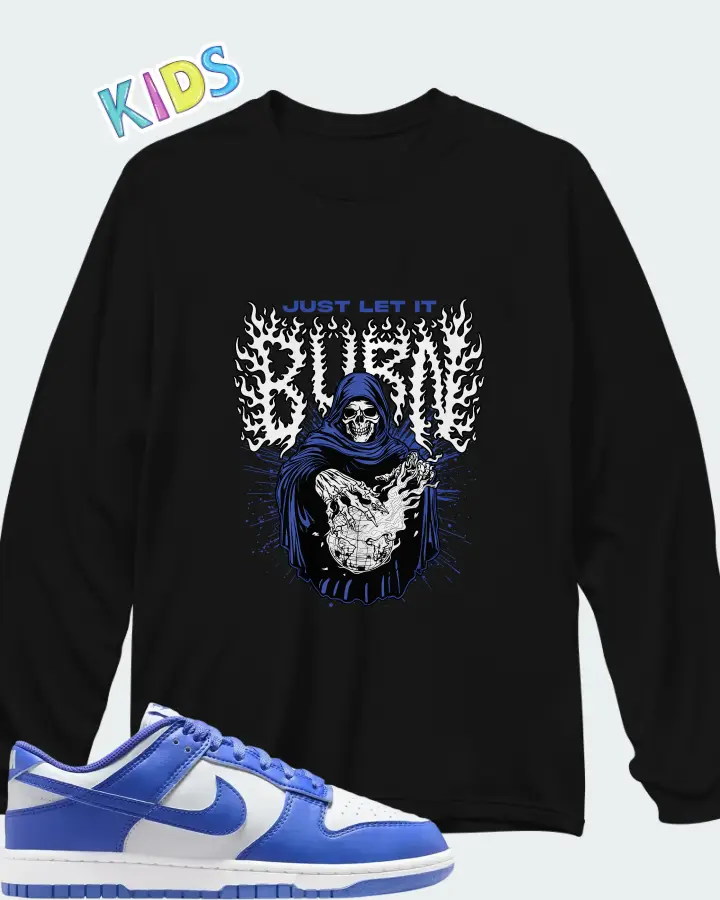 Nike Dunk Low White Sapphire Matching Kid's Long Sleeve T-Shirt