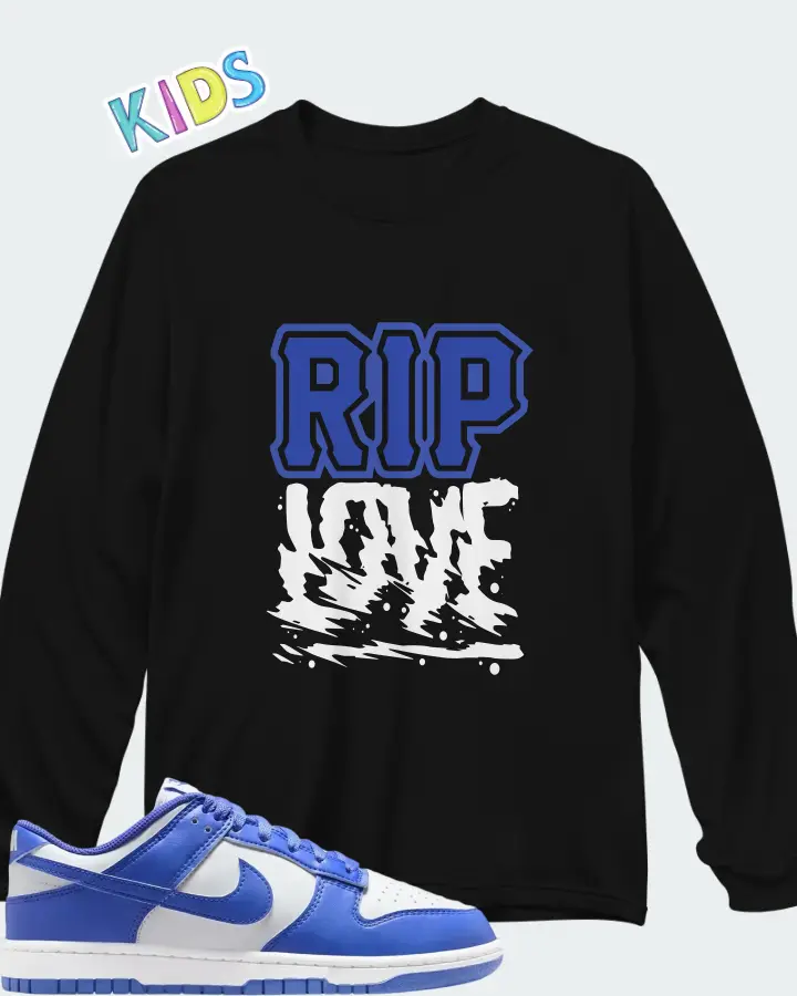 Nike Dunk Low White Sapphire Matching Kid's Long Sleeve T-Shirt