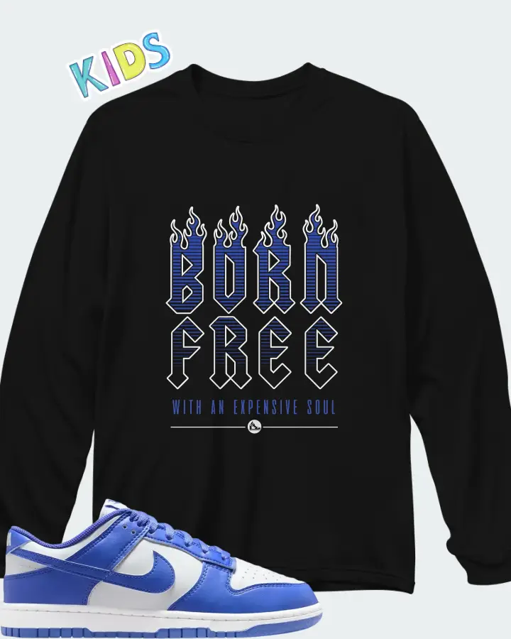 Nike Dunk Low White Sapphire Matching Kid's Long Sleeve T-Shirt