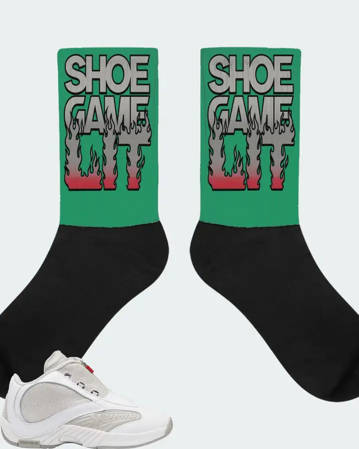 Reebok Answer IV Sneaker Matching Kelly Green Socks - Shoe Game Lit Refreshed