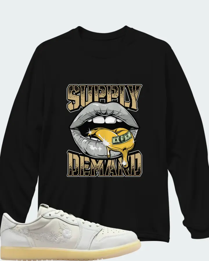 Air Jordan 1 Retro Low OG Rabbit Floral Swoosh Matching Long Sleeve T-Shirt