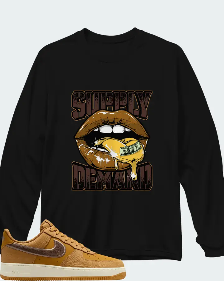Nike Air Force 1 Low '07 LV8 Wheat Mink Brown Matching Long Sleeve T-Shirt